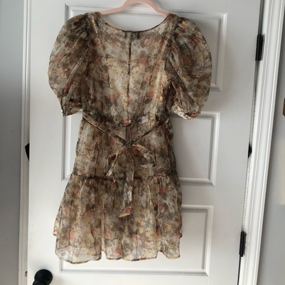 Danielle Bernstein Watercolor Puff Sleeve Mini Dress - Picture 2 of 5